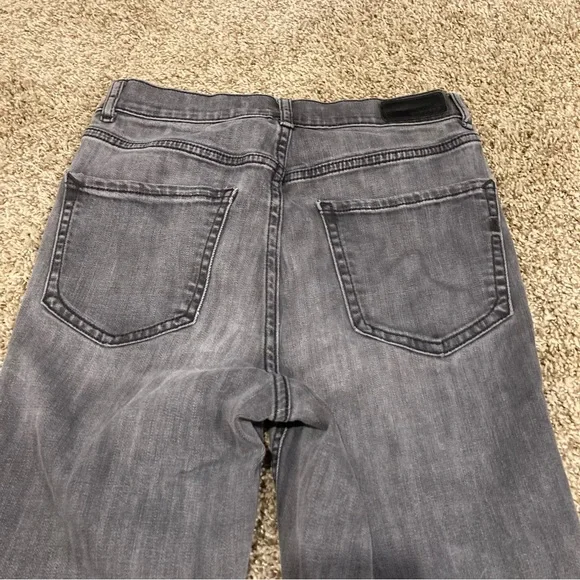 Y2K Express Faded Black Frayed Hem Mom Jeans Size 0 Super High Rise - Picture 5 of 15